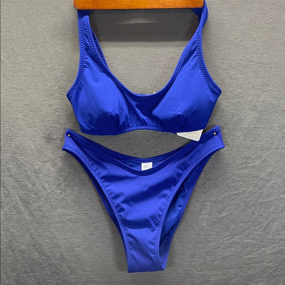 Fabletics Blue‎ Bikini Sporty V-Neck High-Cut